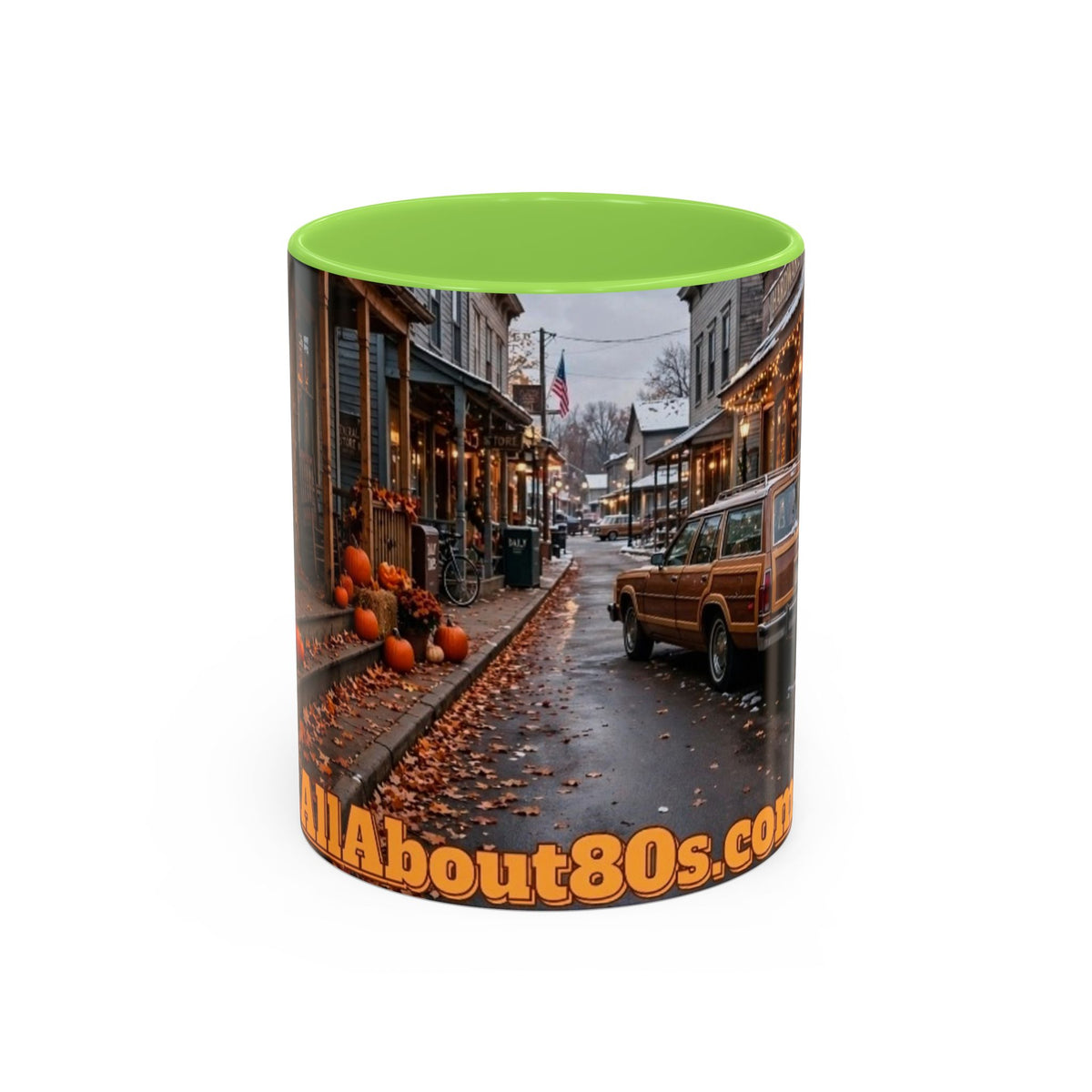 Vintage Small Town Winter Scene Coffee Mug (11oz/15oz)