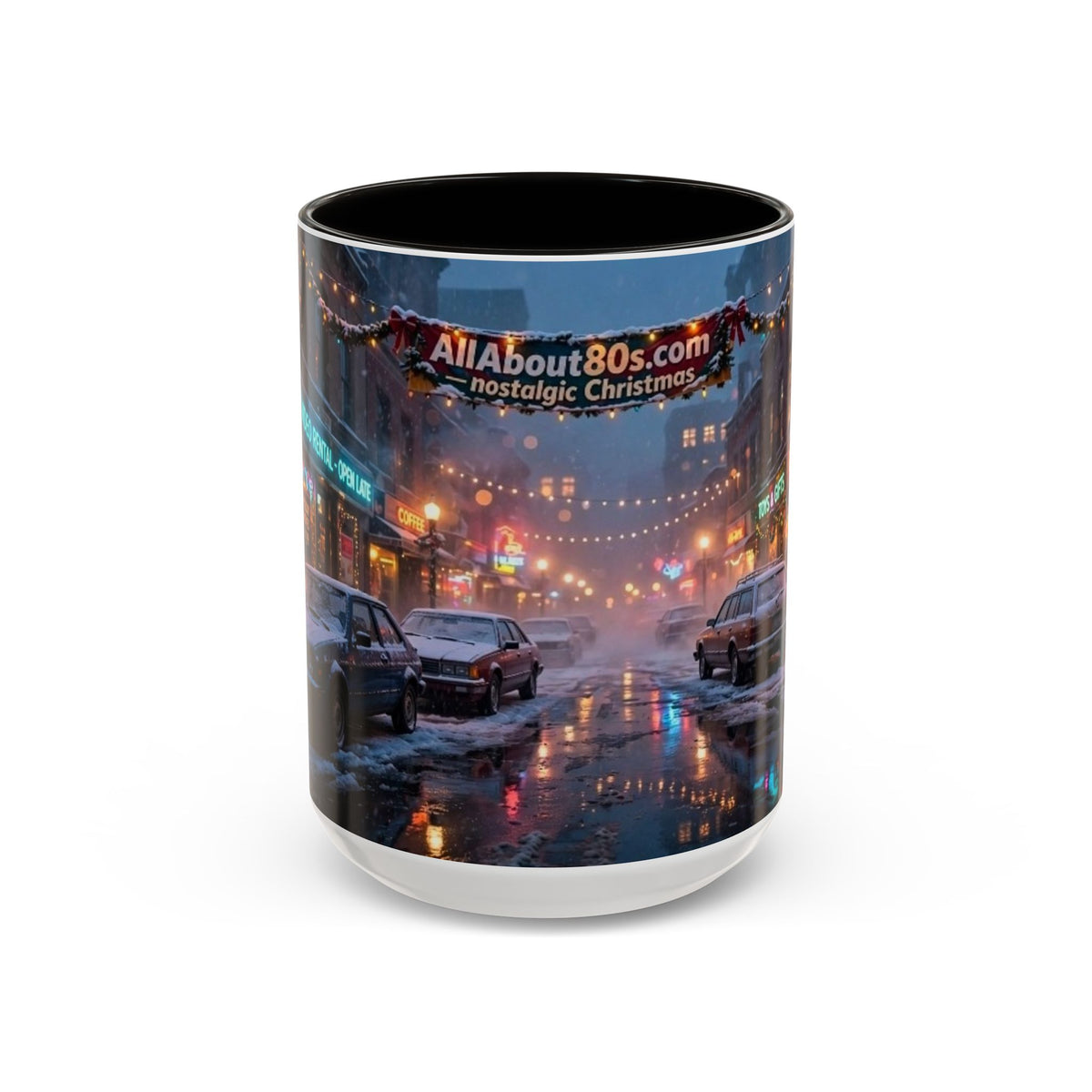 Nostalgic 1980s Christmas Street Mug (11oz & 15oz)