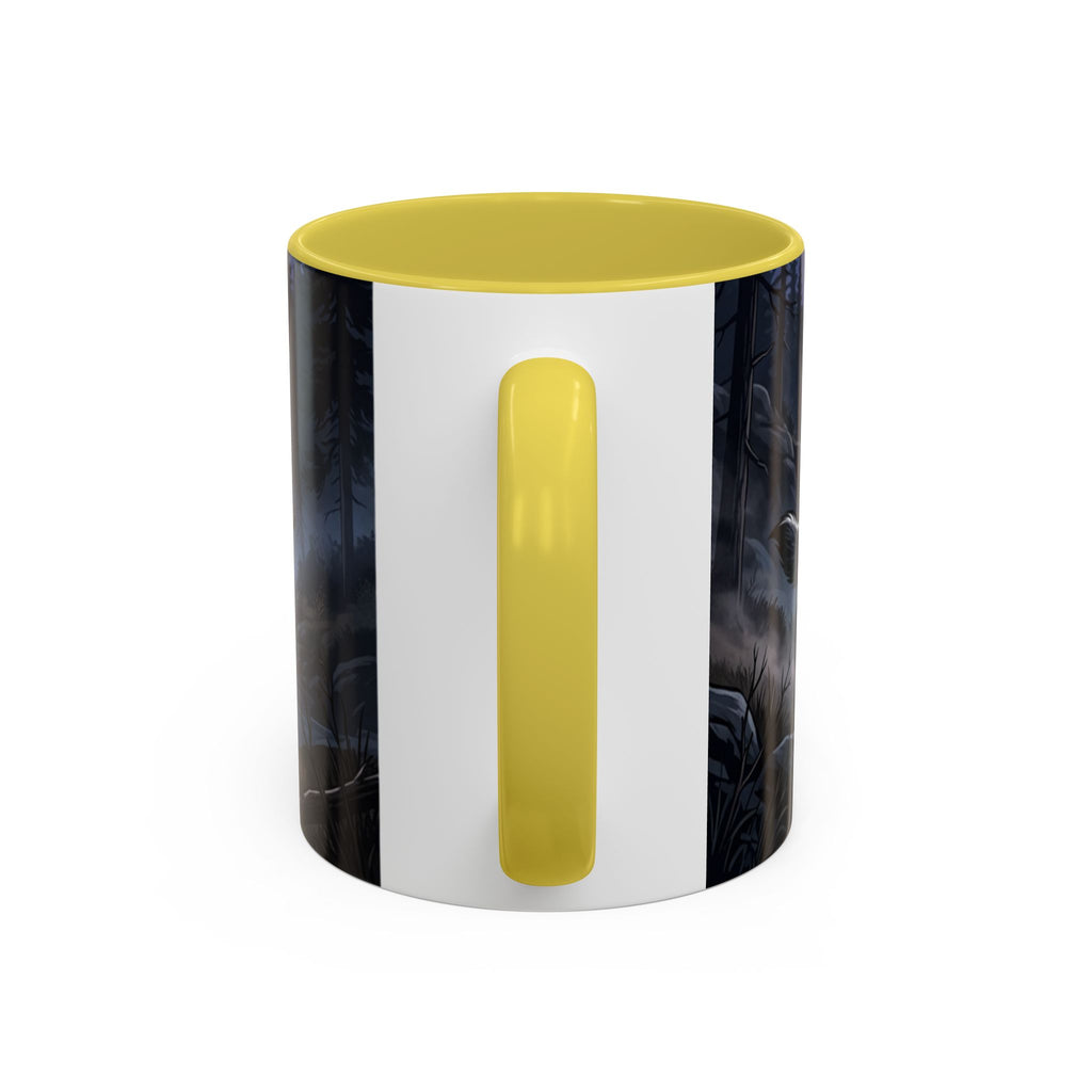 Wolf Pack Nightscape Mug — 11oz/15oz Scenic Black-Interior Coffee Cup