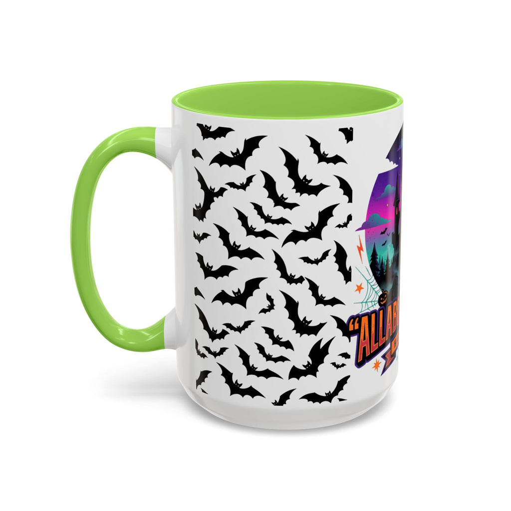 Halloween Haunted Castle Coffee Mug — Colorful Bat Pattern 11oz/15oz