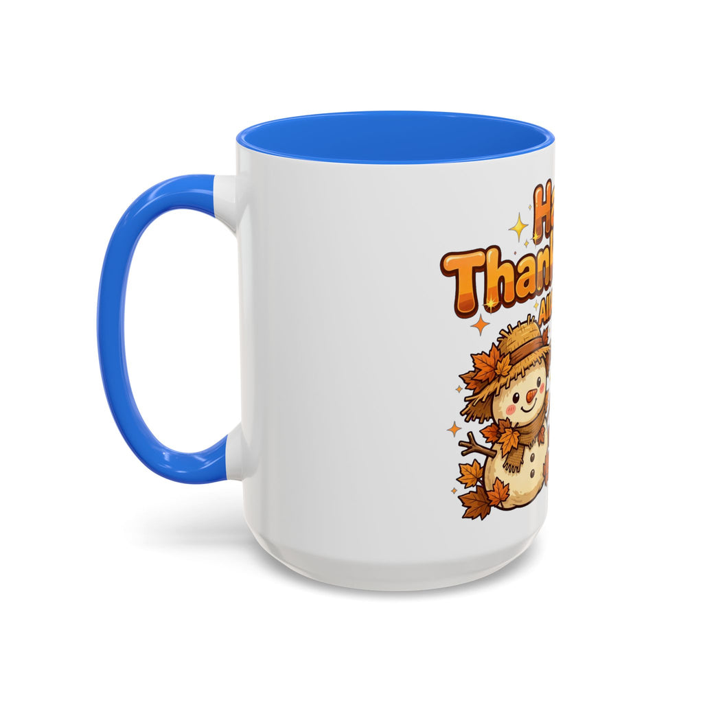 Happy Thanksgiving Pumpkin & Scarecrow Mug – Festive Fall Coffee Cup (11oz, 15oz)