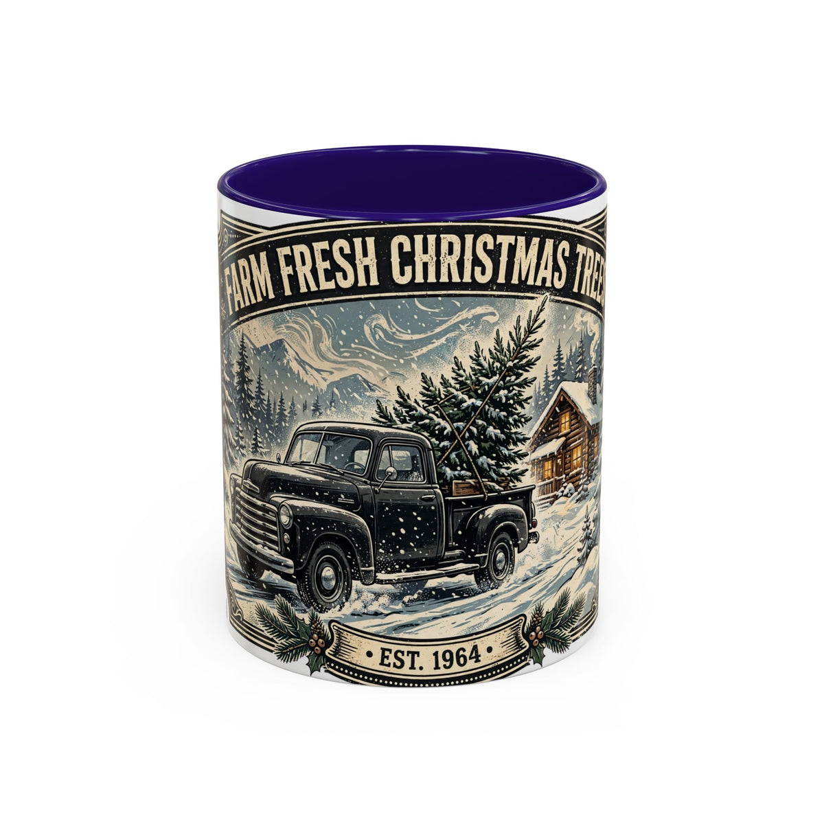 Farm Fresh Christmas Trees Vintage Truck Holiday Mug
