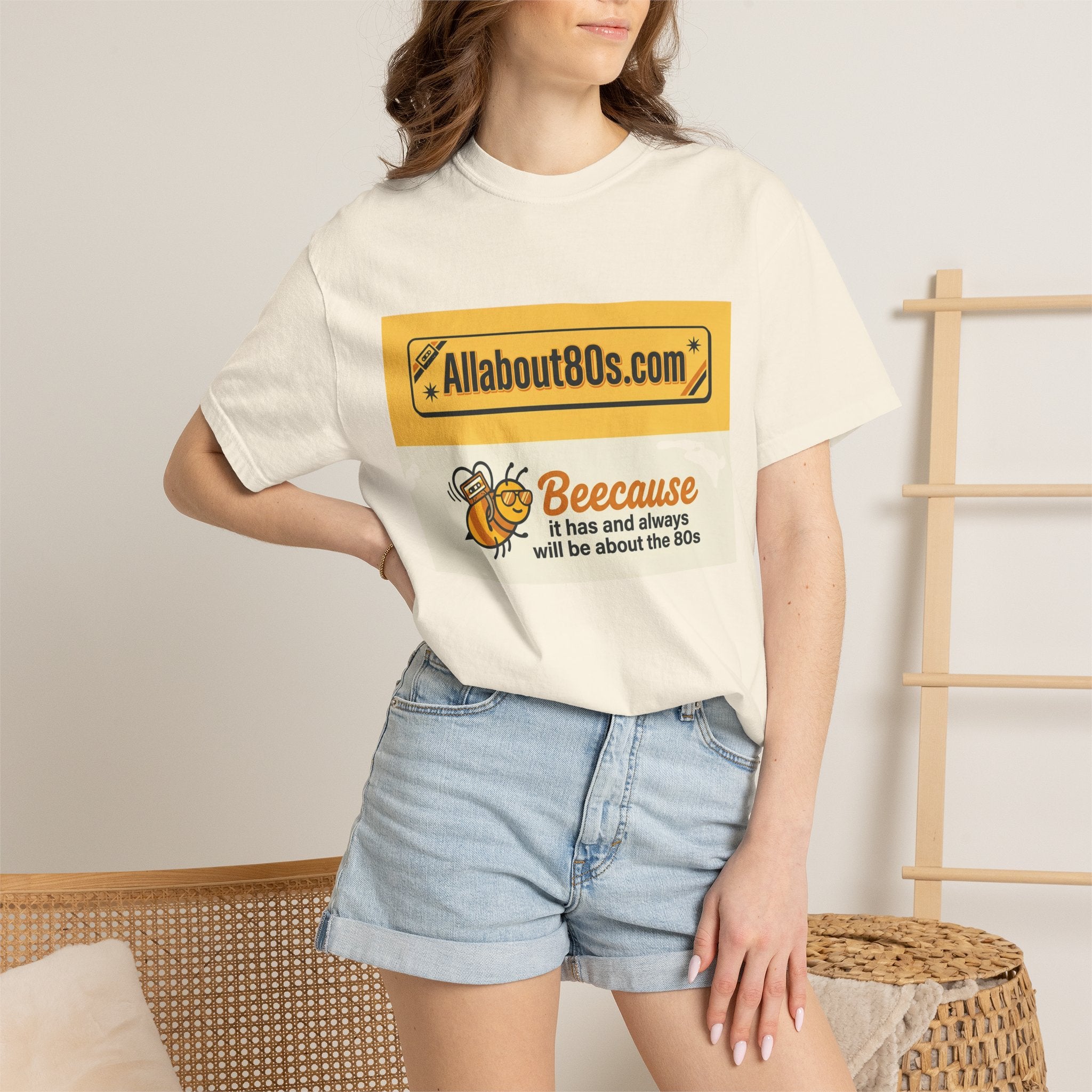 Allabout80s "Beeecause" Retro 80s Graphic T-Shirt
