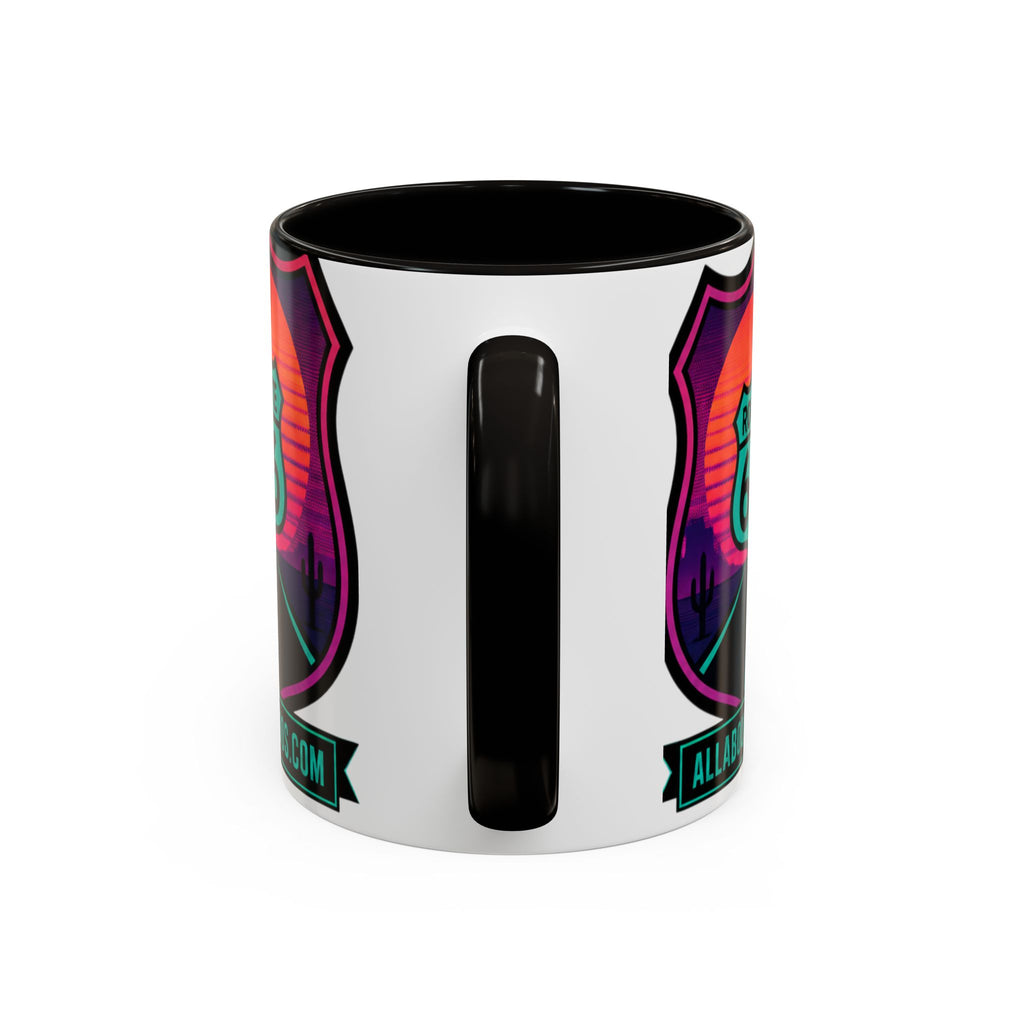 Route 66 Sunset Mug — Retro Neon Travel Coffee Cup (11oz & 15oz)
