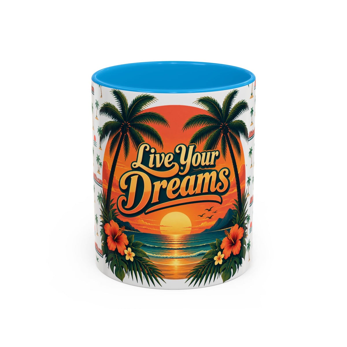 Live Your Dreams Tropical Sunset Mug