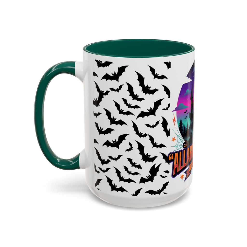Halloween Haunted Castle Coffee Mug — Colorful Bat Pattern 11oz/15oz