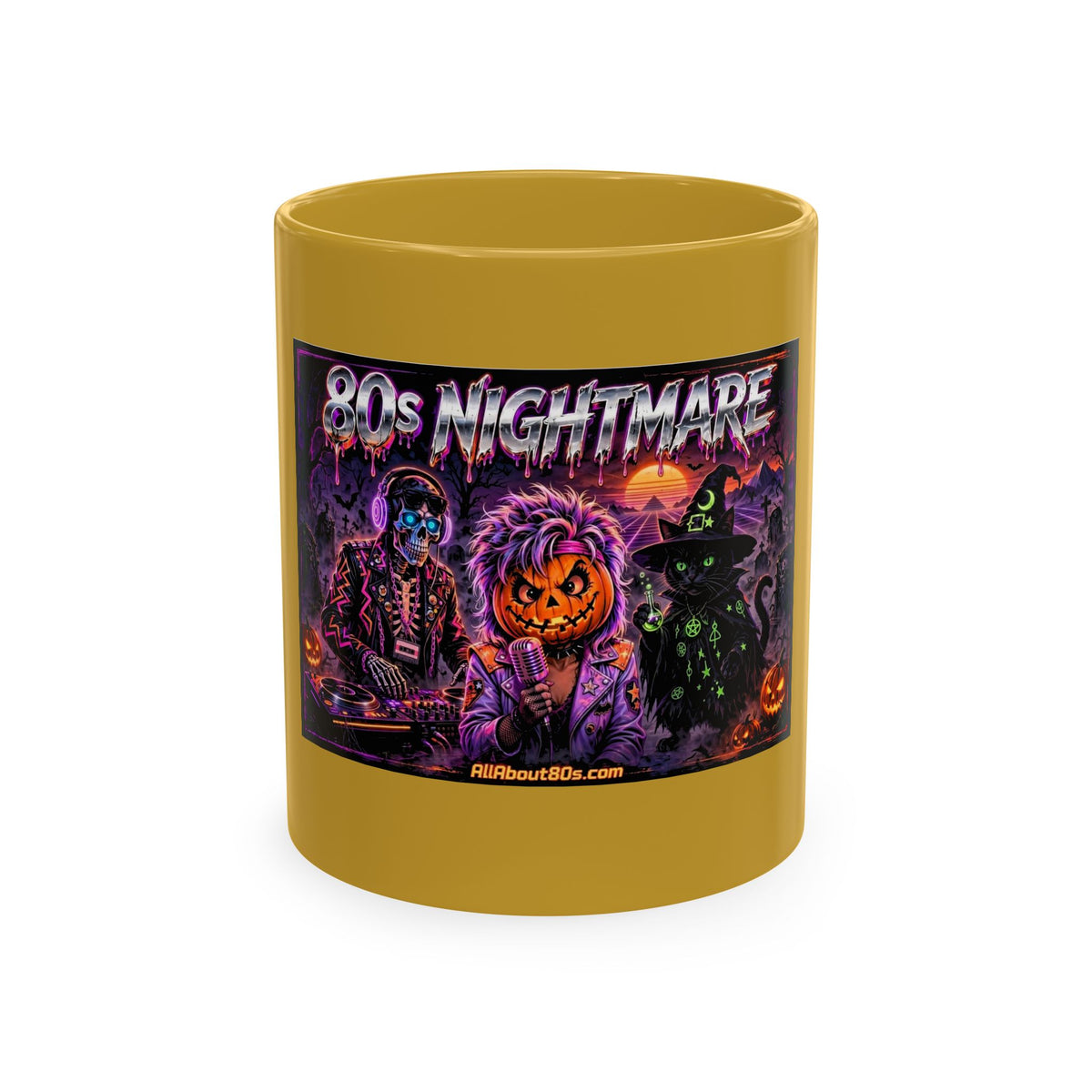 Halloween Nightmares Ceramic Mug – 80s Horror Retro Pumpkin Witch Coffee Cup