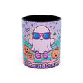 80s Vaporwave Ghost Coffee Mug — Cute Halloween Pumpkin Retro Design (11oz/15oz)