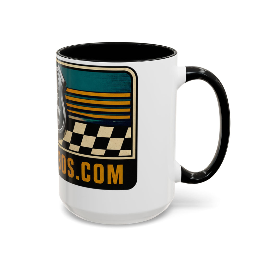 Route 66 Retro Checkerboard Coffee Mug — Vintage Road Trip 11/15oz Accent Mug