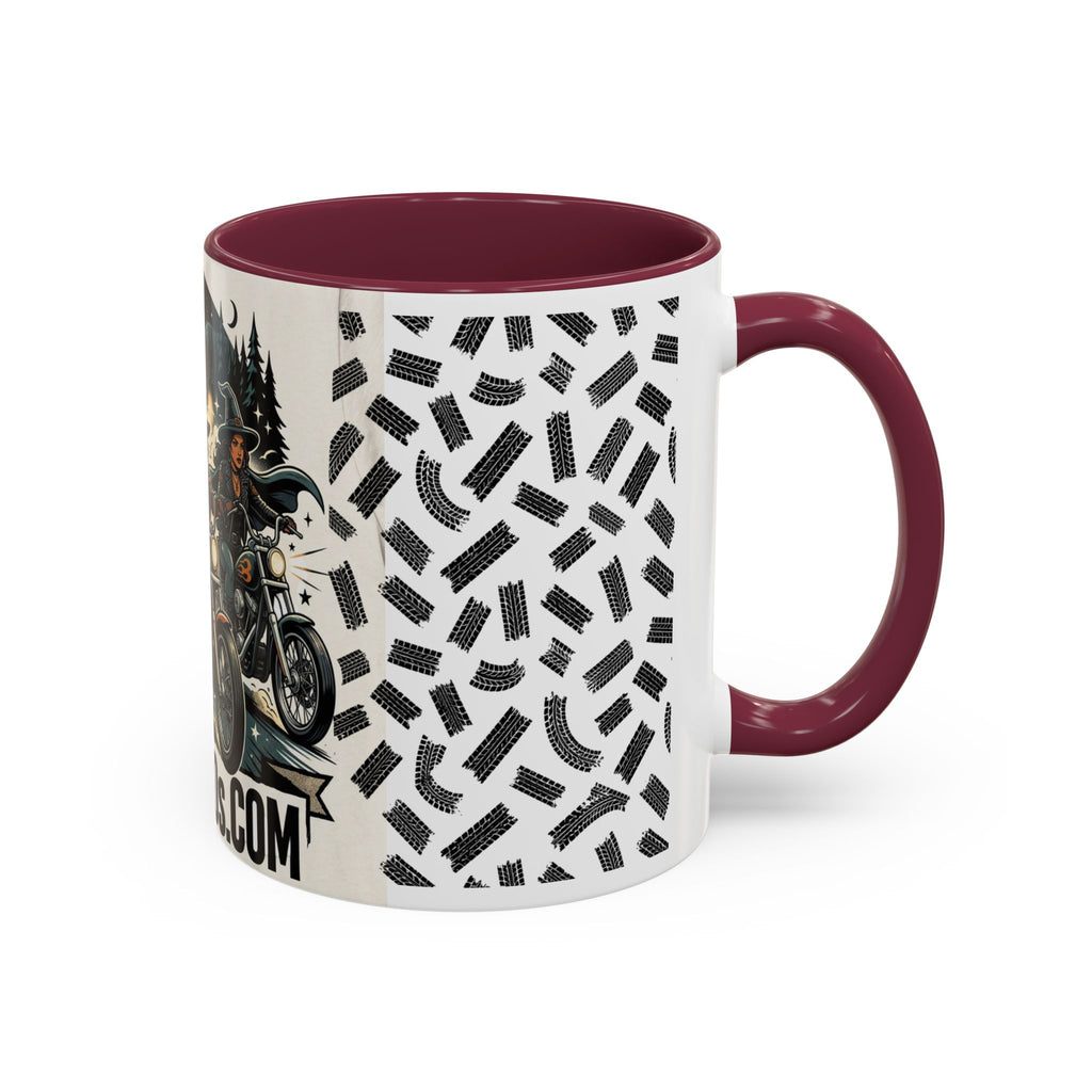 Witch Biker Sisters Coffee Mug — Halloween Motorcycle Witchcraft Design (11oz/15oz)
