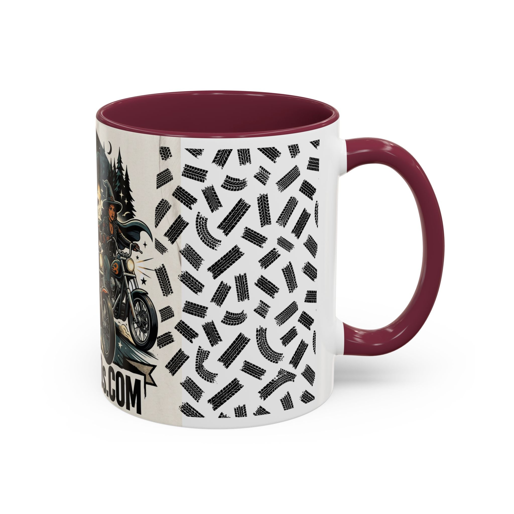 Witch Biker Sisters Coffee Mug — Halloween Motorcycle Witchcraft Design (11oz/15oz)
