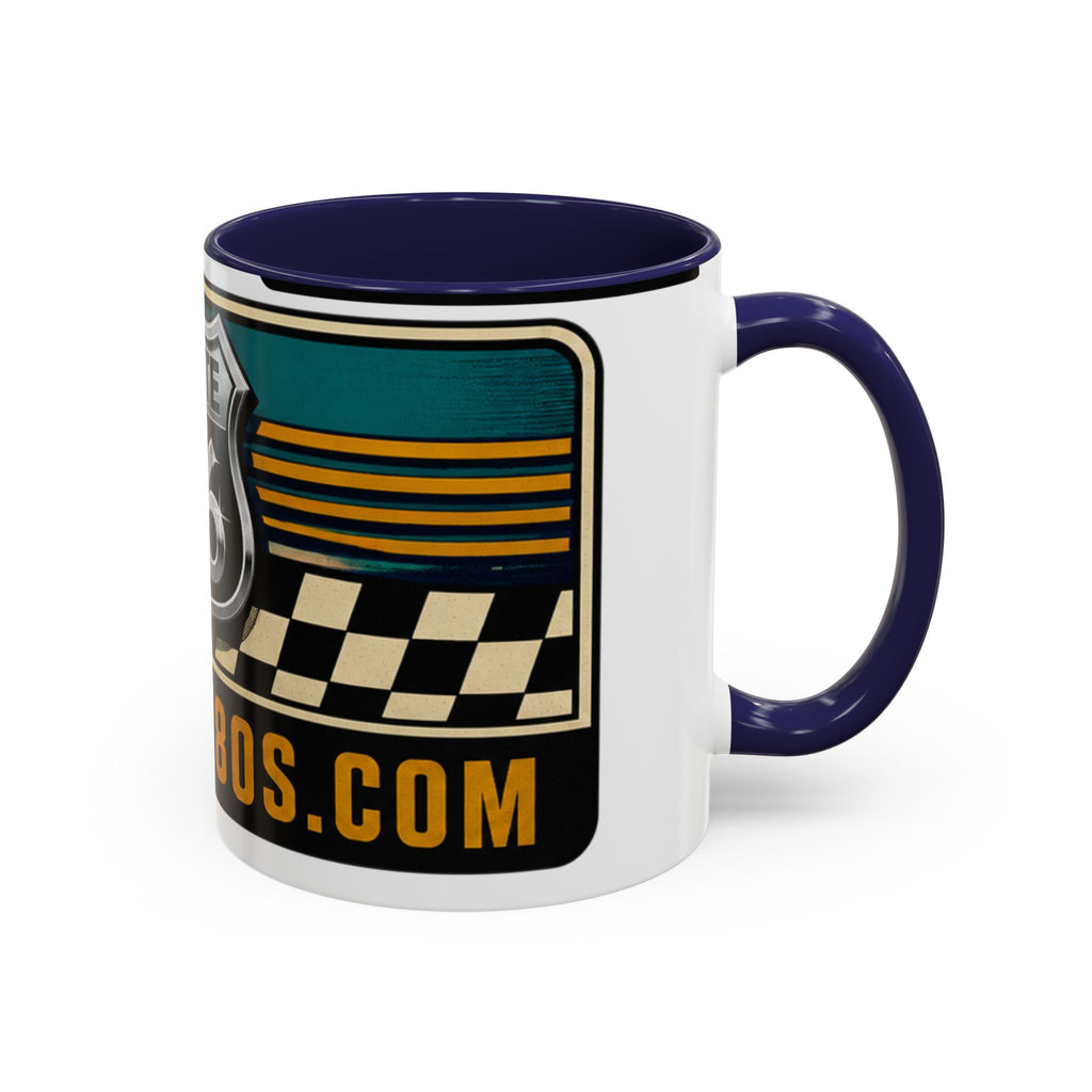 Route 66 Retro Checkerboard Coffee Mug — Vintage Road Trip 11/15oz Accent Mug