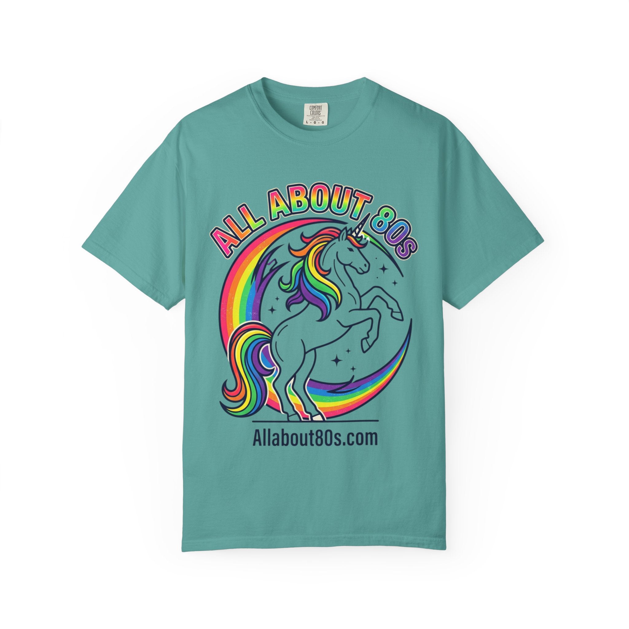 All About 80s Unicorn T-Shirt — Retro Rainbow 80s Graphic Tee