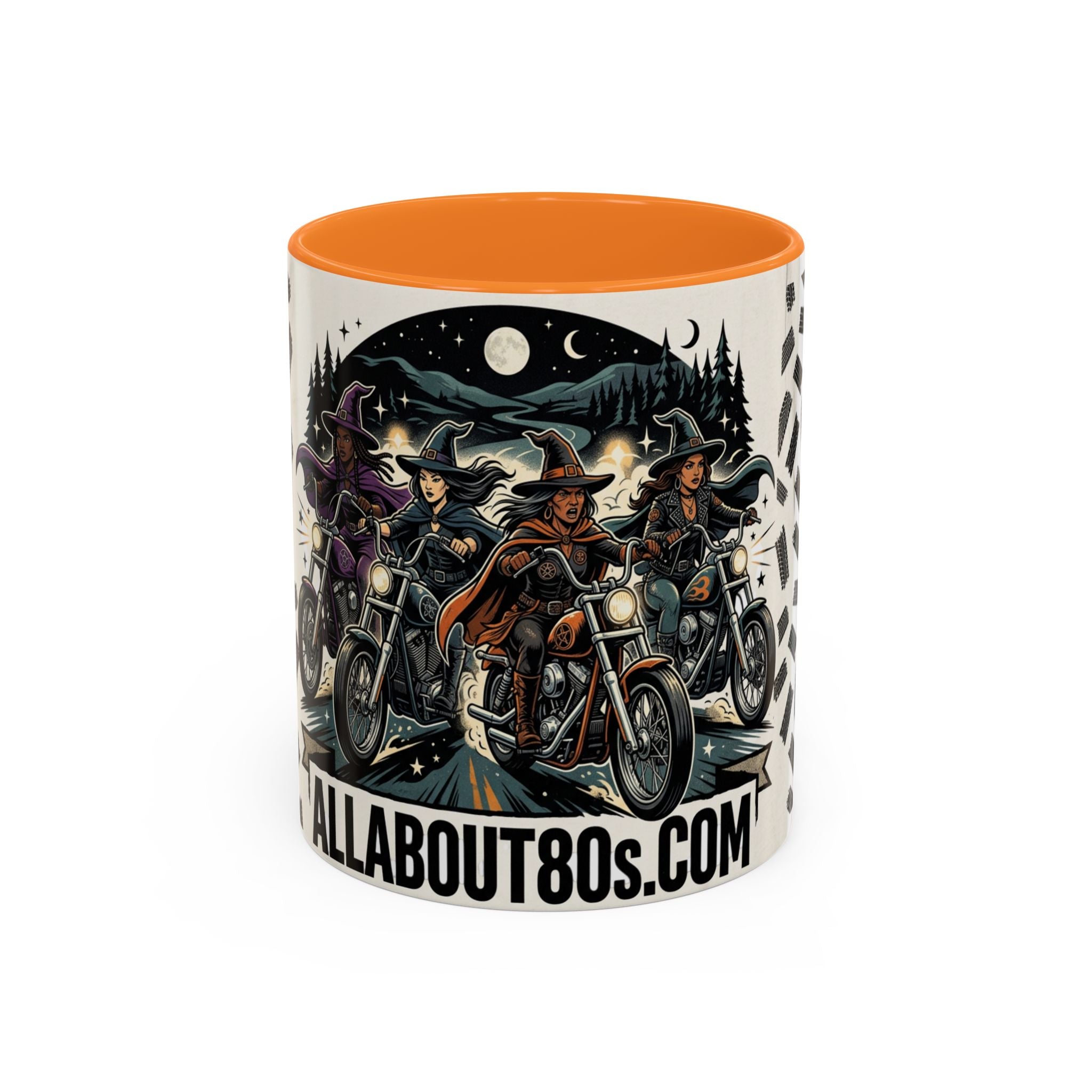 Witch Biker Sisters Coffee Mug — Halloween Motorcycle Witchcraft Design (11oz/15oz)