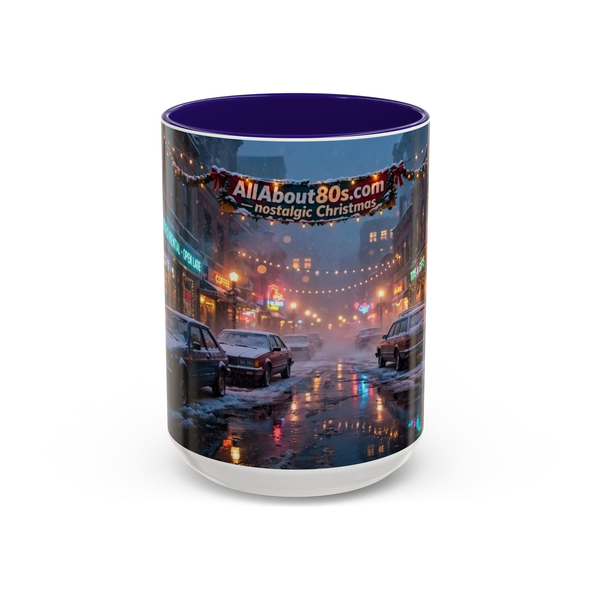 Nostalgic 1980s Christmas Street Mug (11oz & 15oz)