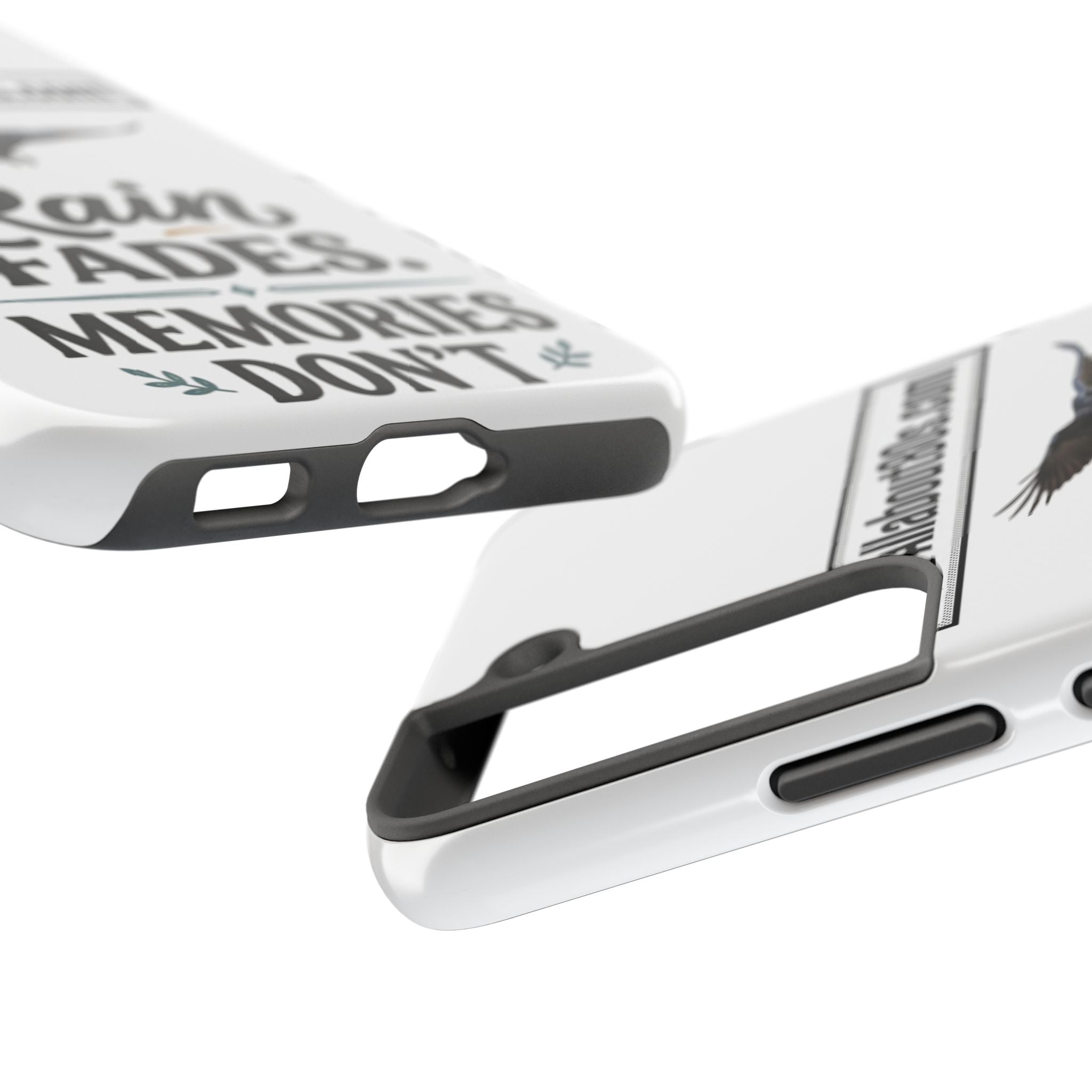 Tough Phone Case — "Rain Fades. Memories Don't" Raven Phone Cover, Protective iPhone Case