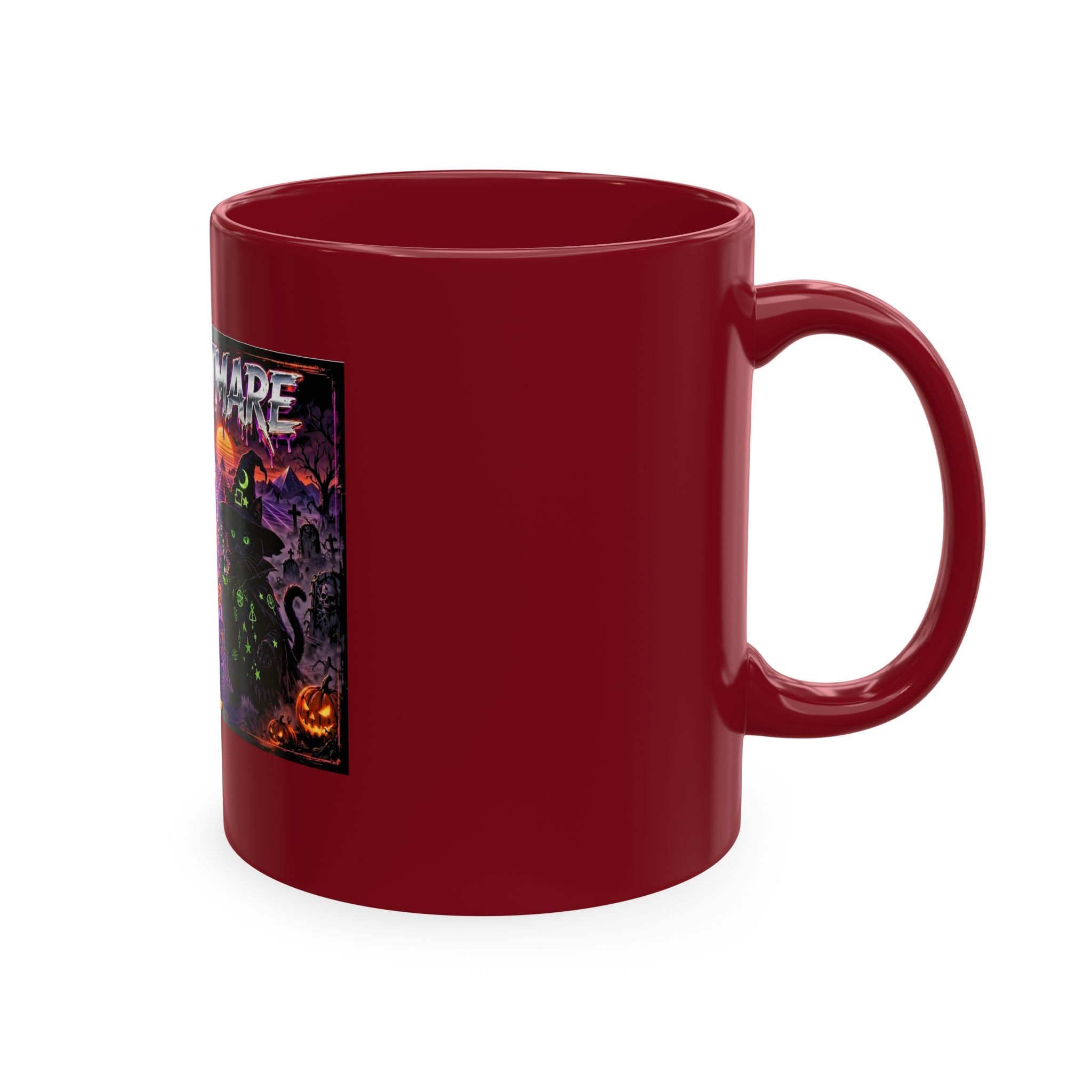 Halloween Nightmares Ceramic Mug – 80s Horror Retro Pumpkin Witch Coffee Cup