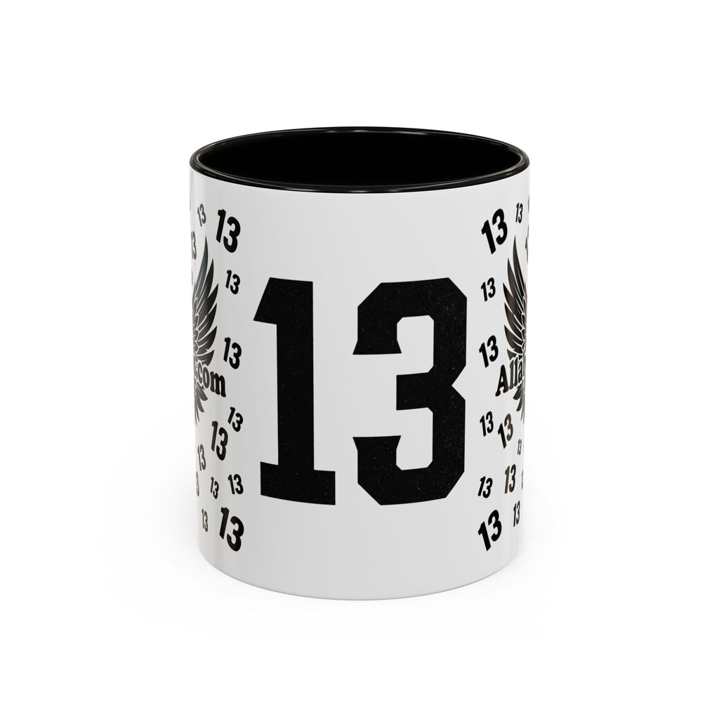 Number 13 Accent Mug — Bold Sports-Style Ceramic Coffee Cup (11oz/15oz)