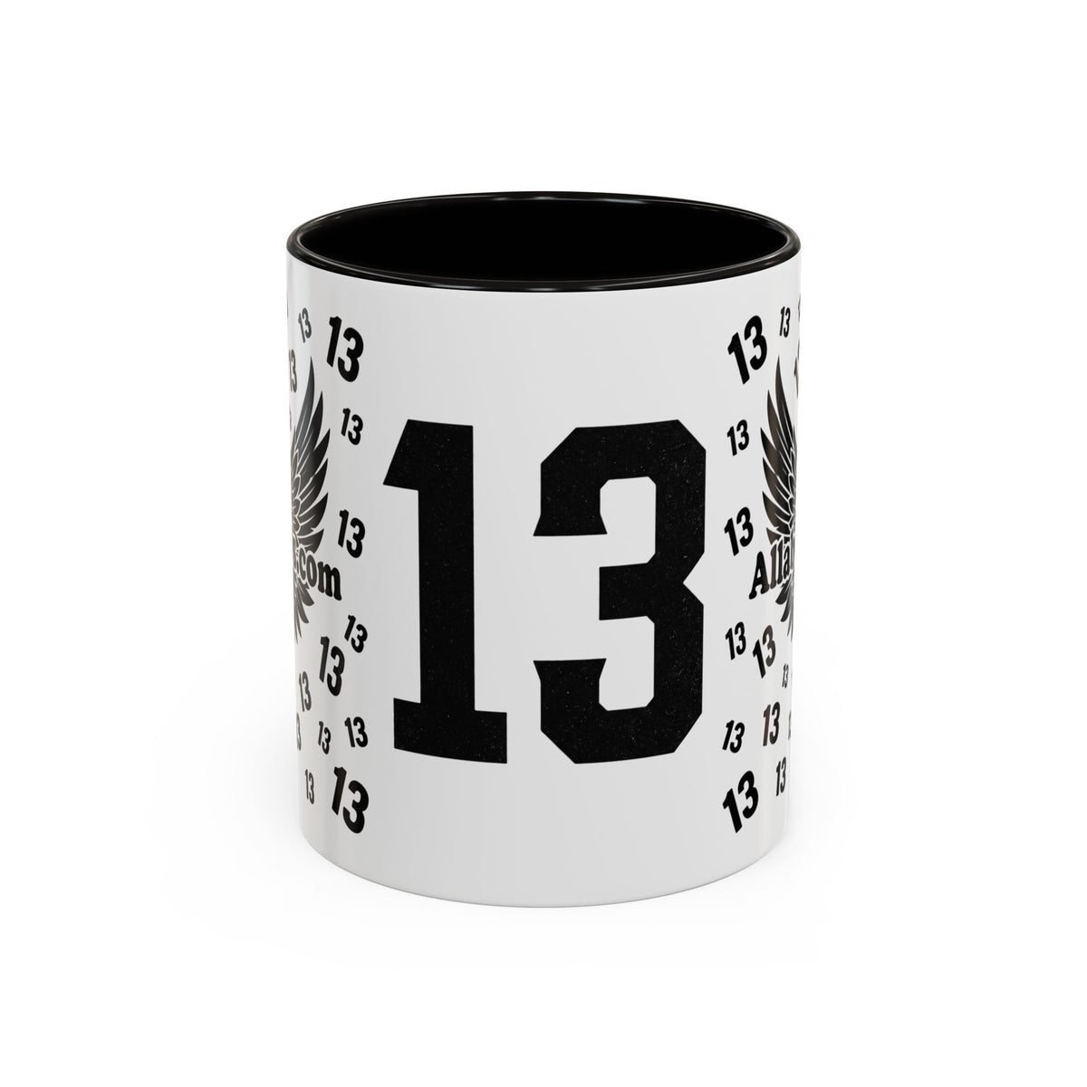 Number 13 Accent Mug — Bold Sports-Style Ceramic Coffee Cup (11oz/15oz)