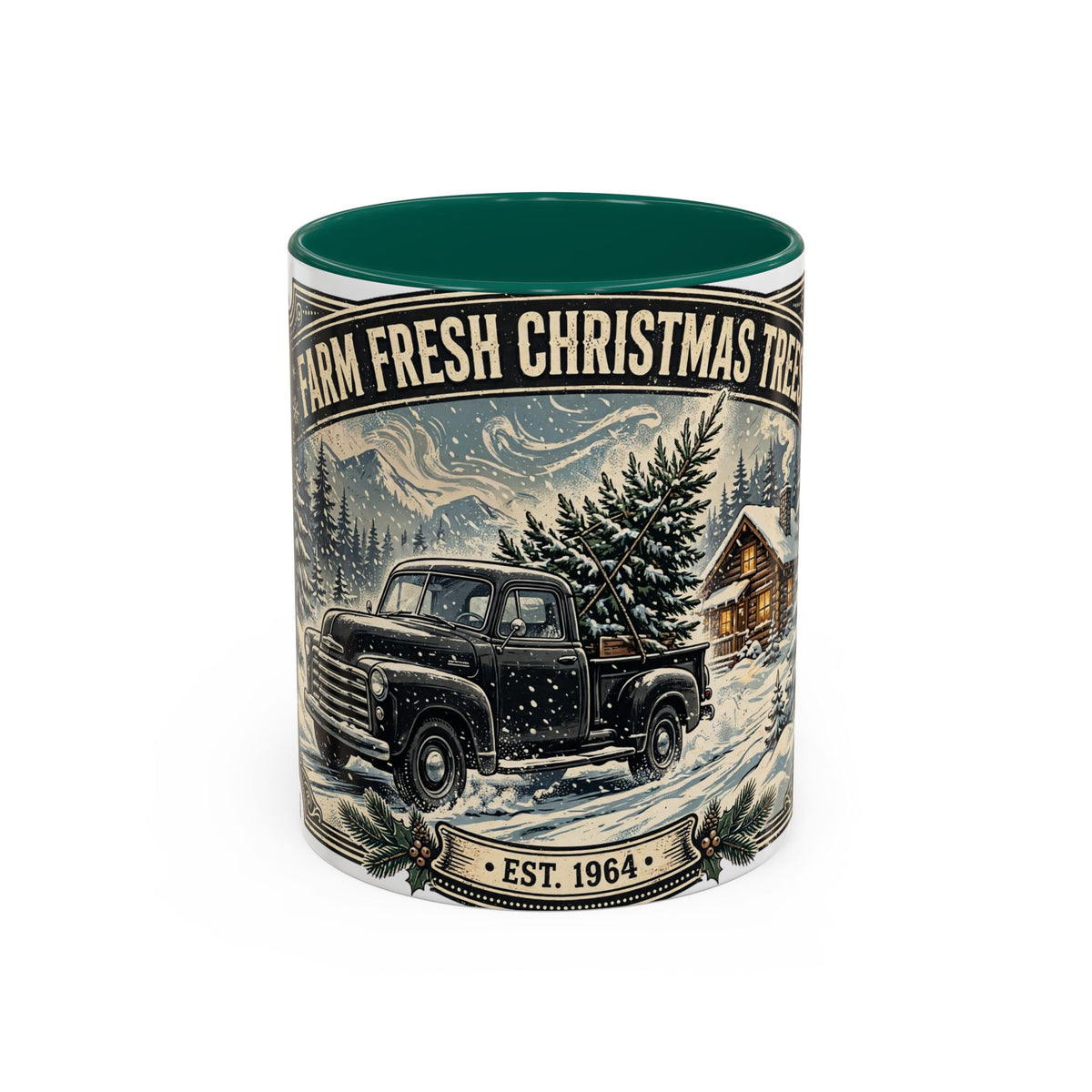 Farm Fresh Christmas Trees Vintage Truck Holiday Mug