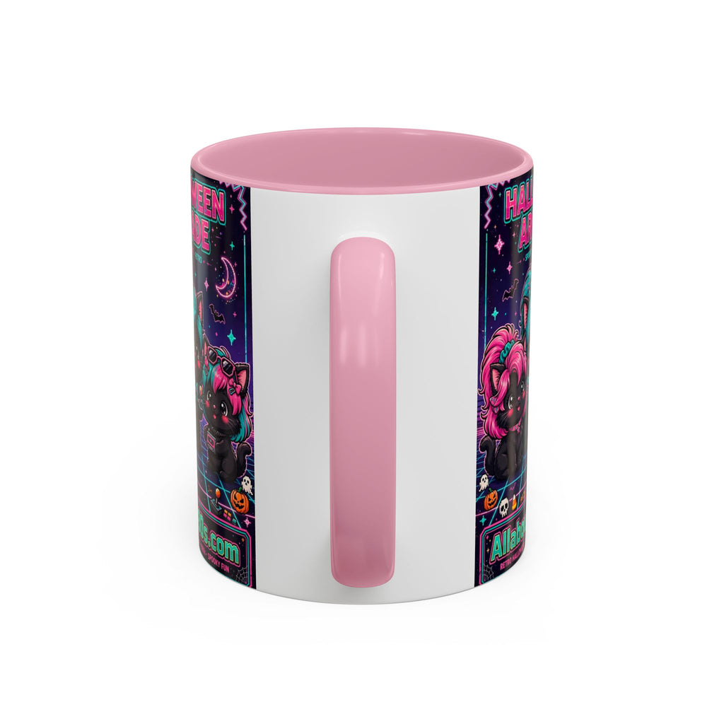 Halloween Arcade Mug — Cute Retro 80s Cat Gamers (11oz/15oz)