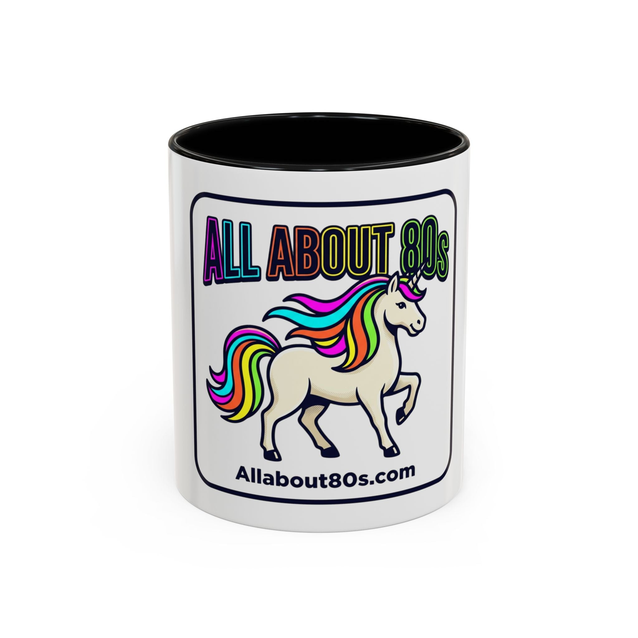 80s Unicorn Coffee Mug — Allabout80s Retro Rainbow Accent Mug (11/15oz)