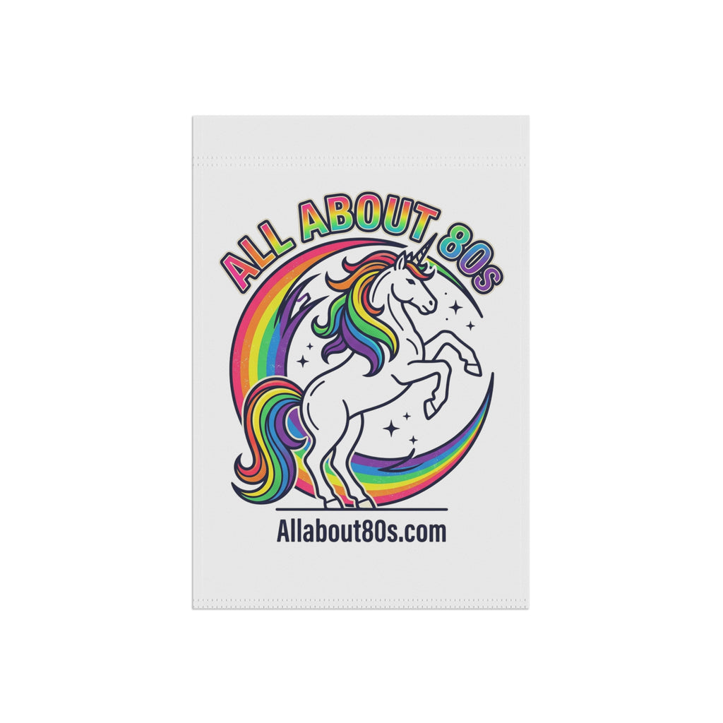 Unicorn Rainbow Garden Flag — "All About 80s" Retro Decorative House Banner