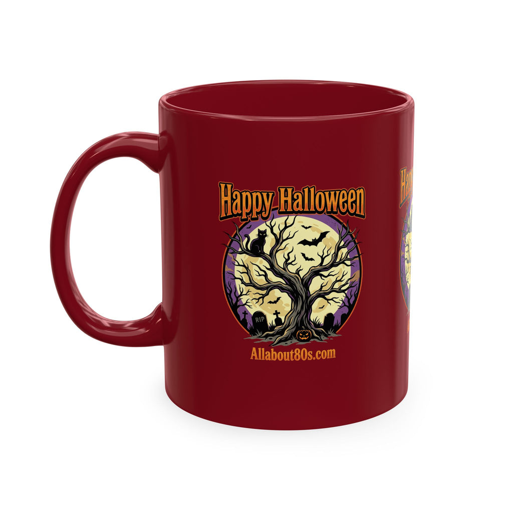 Happy Halloween Ceramic Mug — Spooky Tree & Moon Coffee Cup