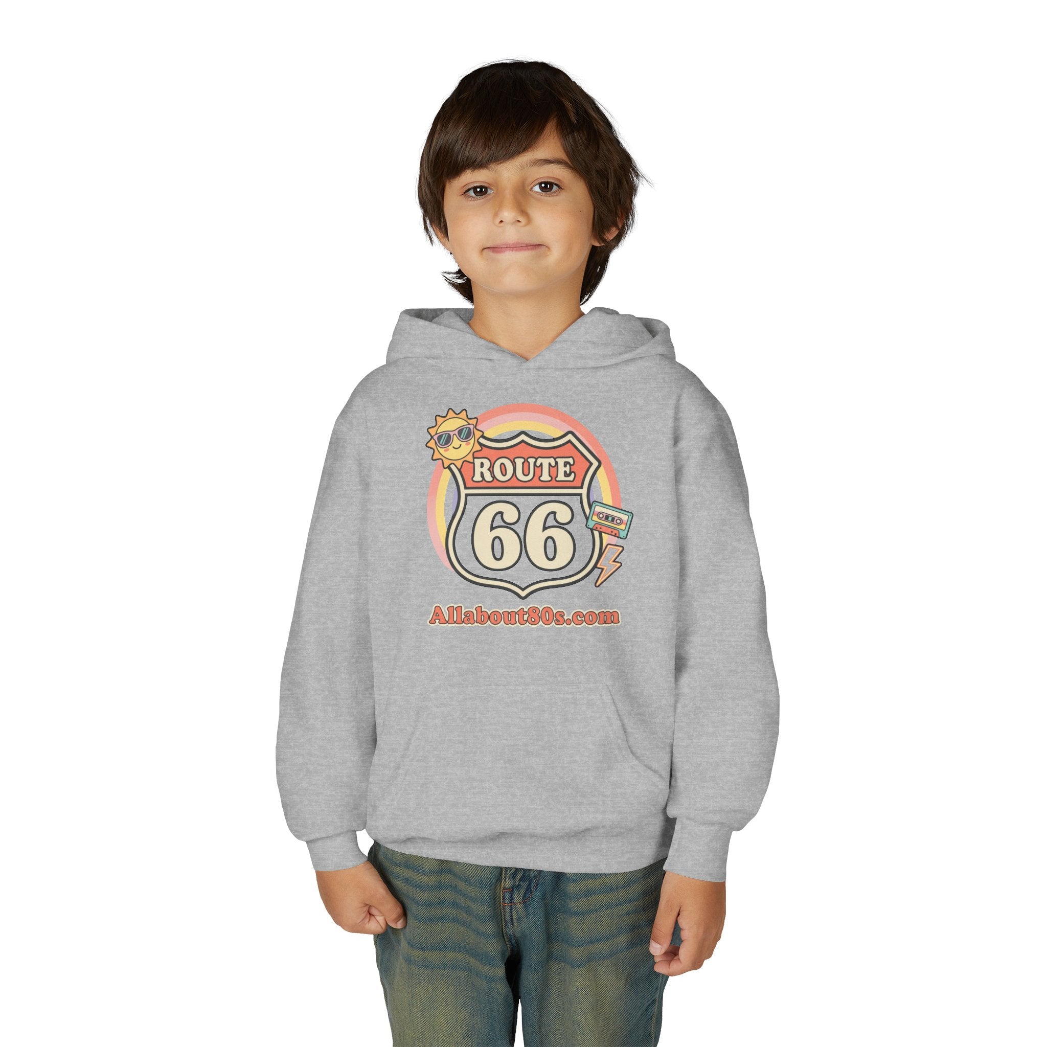 Route 66 Youth Hoodie — Retro Road Trip Graphic Sweatshirt