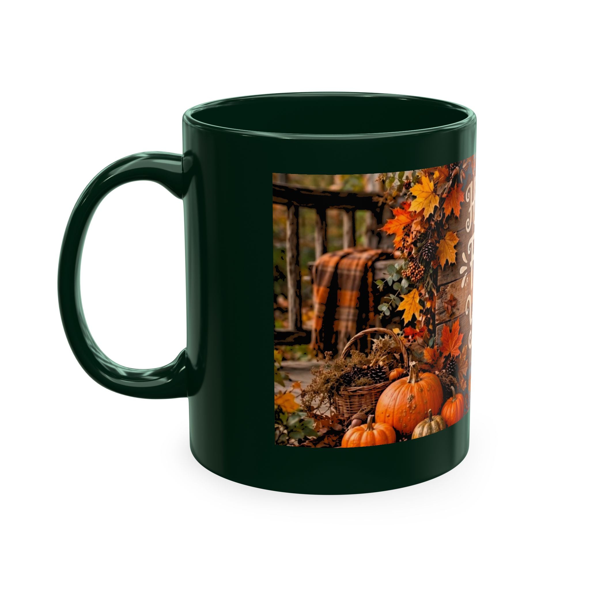 Happy Fall Y'all Ceramic Mug — Autumn Pumpkin Porch Coffee Cup