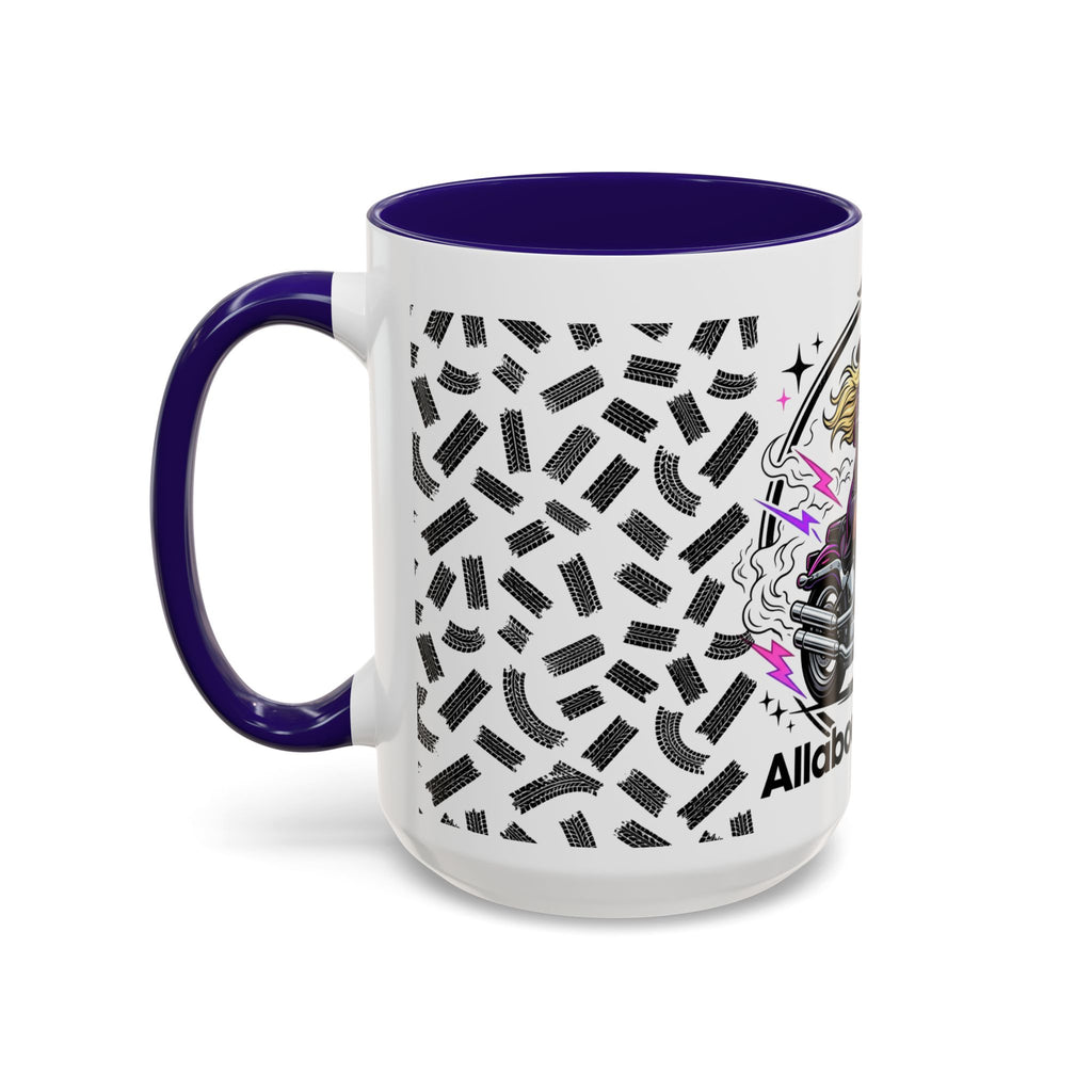 Witch Biker Motorcycle Mug — Retro 80s Neon Witch on Bike Coffee Cup (11oz/15oz)
