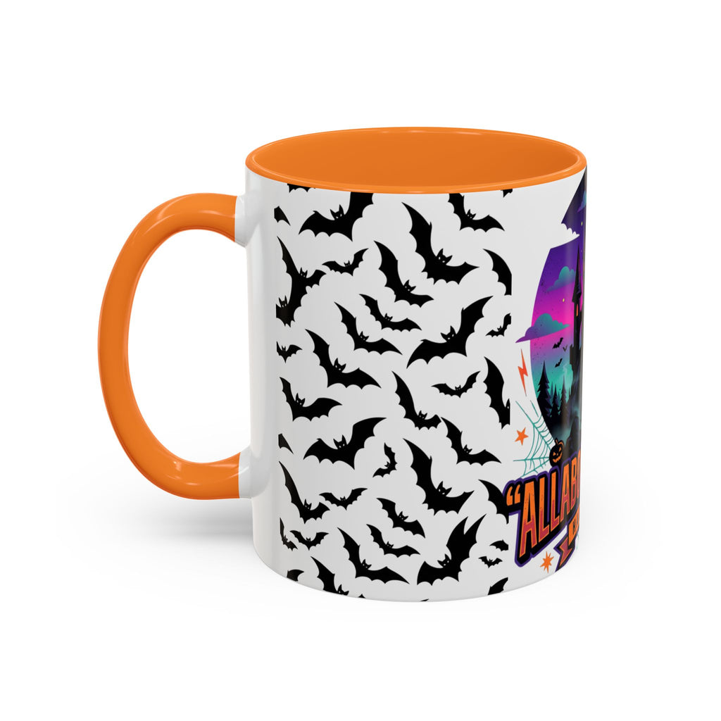 Halloween Haunted Castle Coffee Mug — Colorful Bat Pattern 11oz/15oz