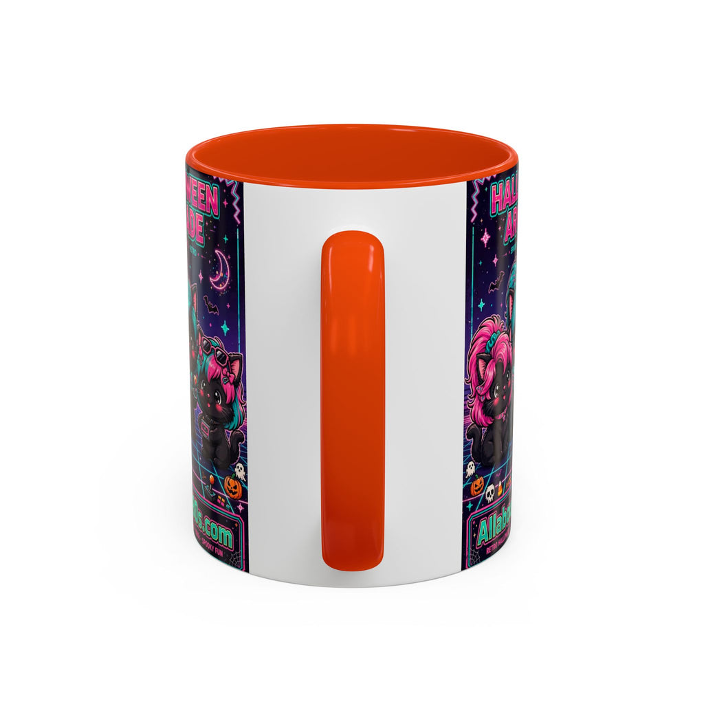 Halloween Arcade Mug — Cute Retro 80s Cat Gamers (11oz/15oz)
