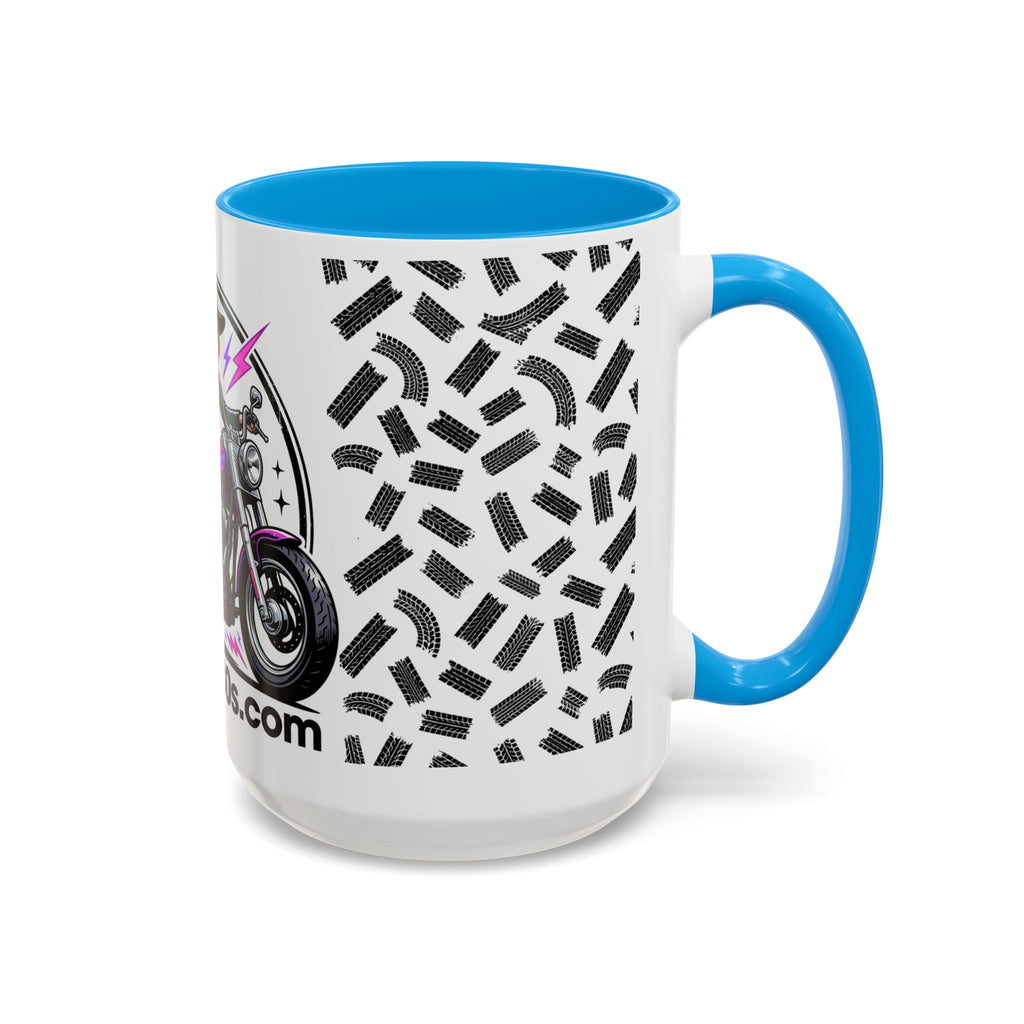 Witch Biker Motorcycle Mug — Retro 80s Neon Witch on Bike Coffee Cup (11oz/15oz)