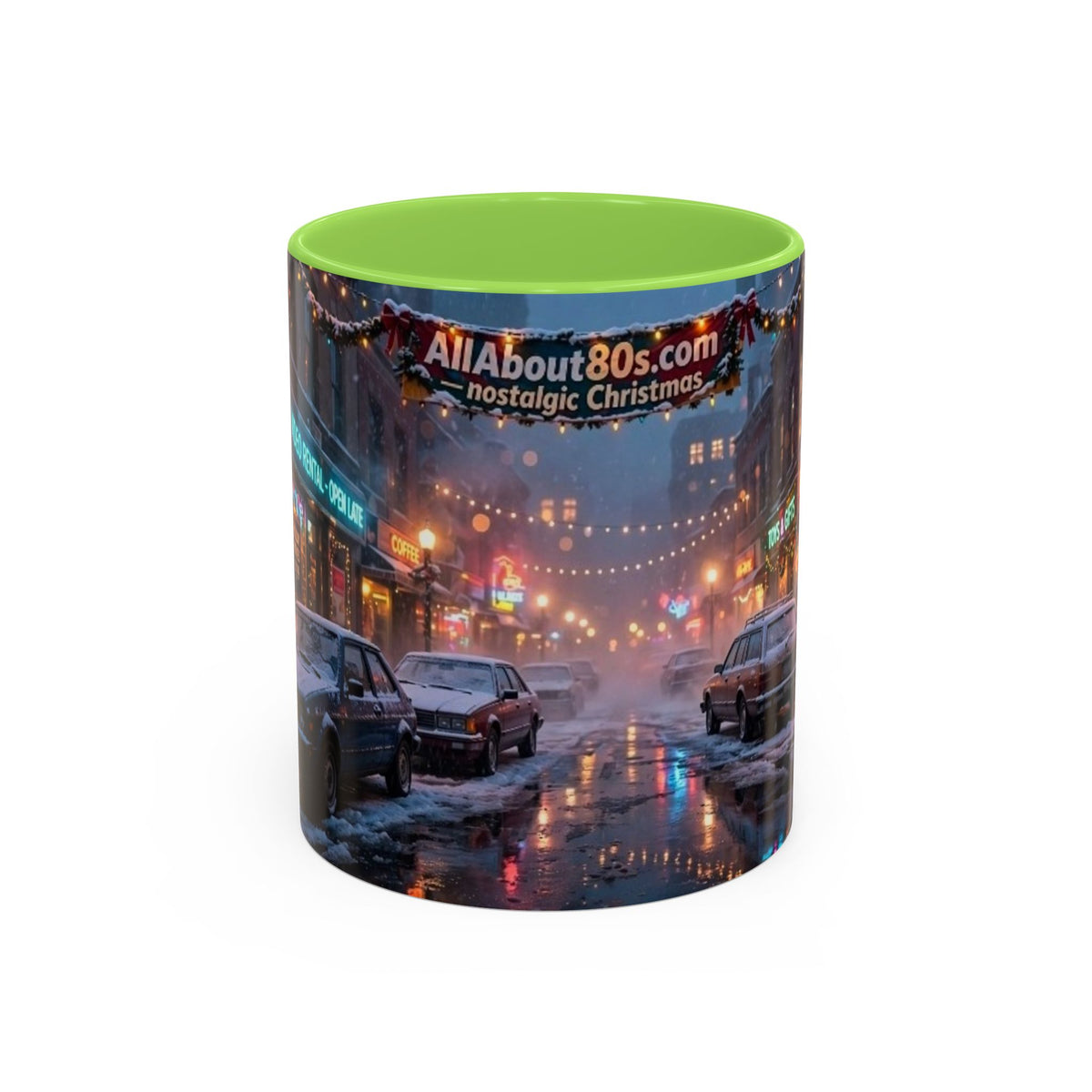 Nostalgic 1980s Christmas Street Mug (11oz & 15oz)