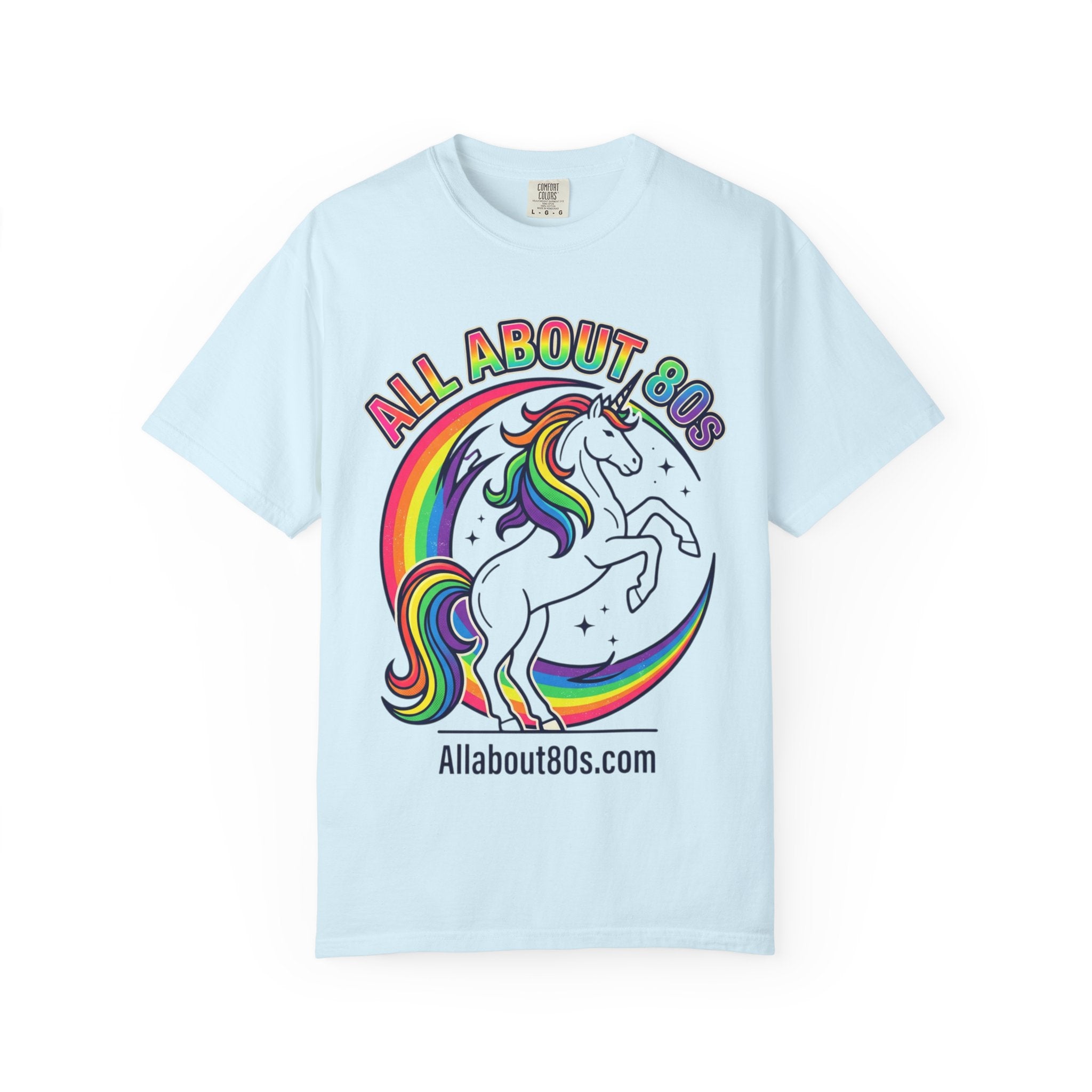 All About 80s Unicorn T-Shirt — Retro Rainbow 80s Graphic Tee