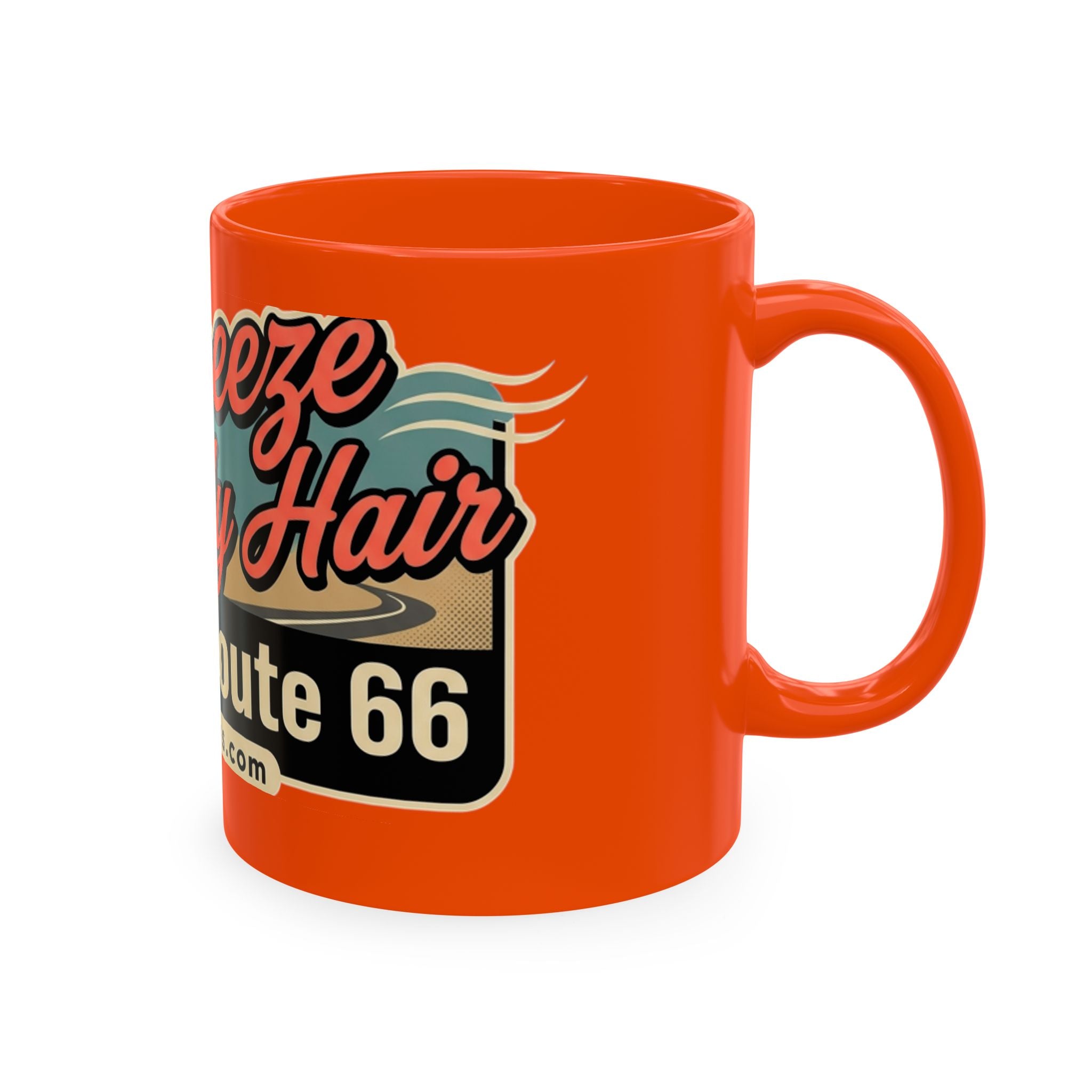 Cool Breeze in My Hair Route 66 Motorcycle Mug — Retro Biker Coffee Cup