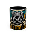 Route 66 Retro Checkerboard Coffee Mug — Vintage Road Trip 11/15oz Accent Mug