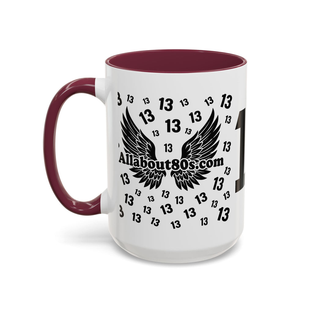 Number 13 Accent Mug — Bold Sports-Style Ceramic Coffee Cup (11oz/15oz)