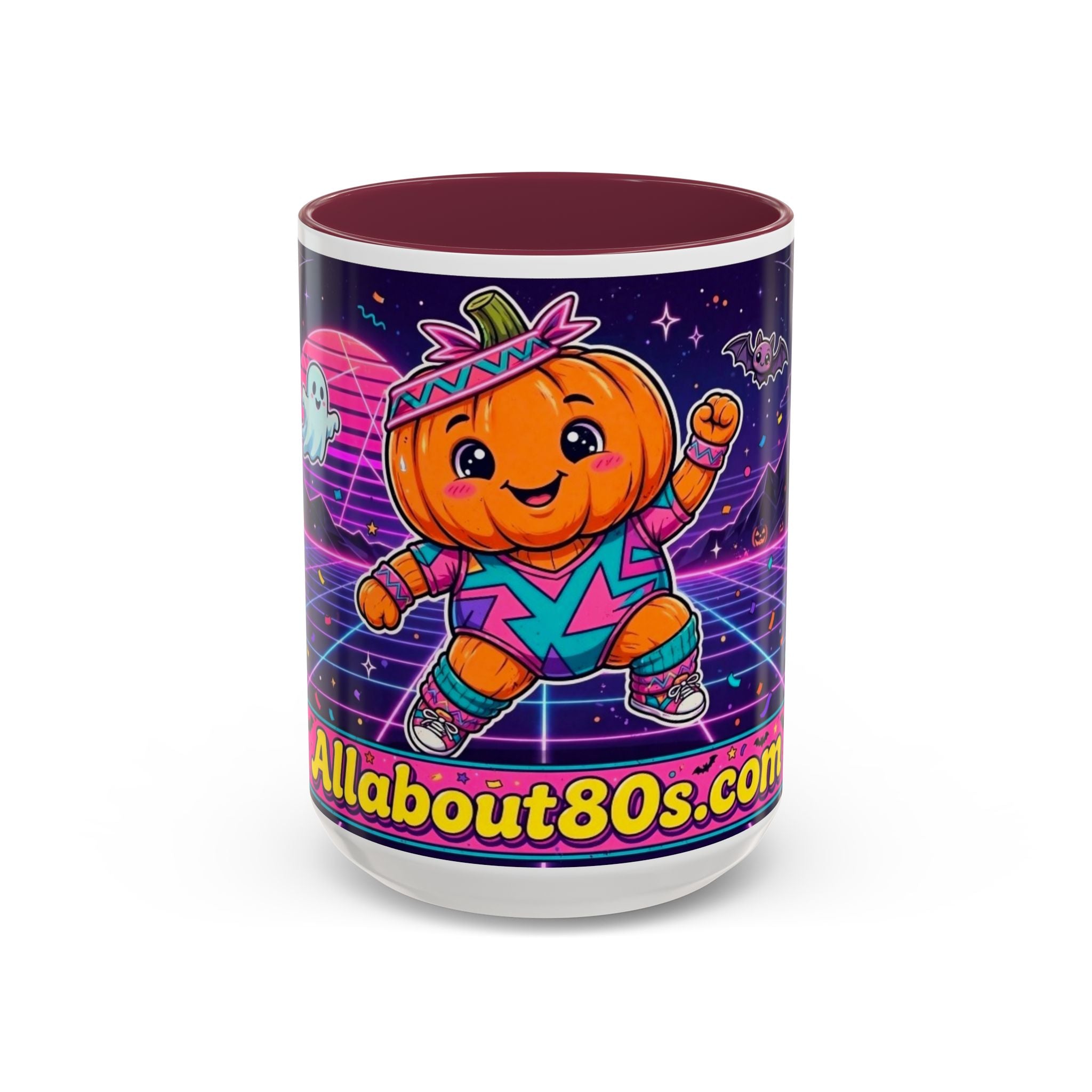 80s Retro Pumpkin Mug – Cute Neon Halloween Coffee Cup (11oz/15oz)