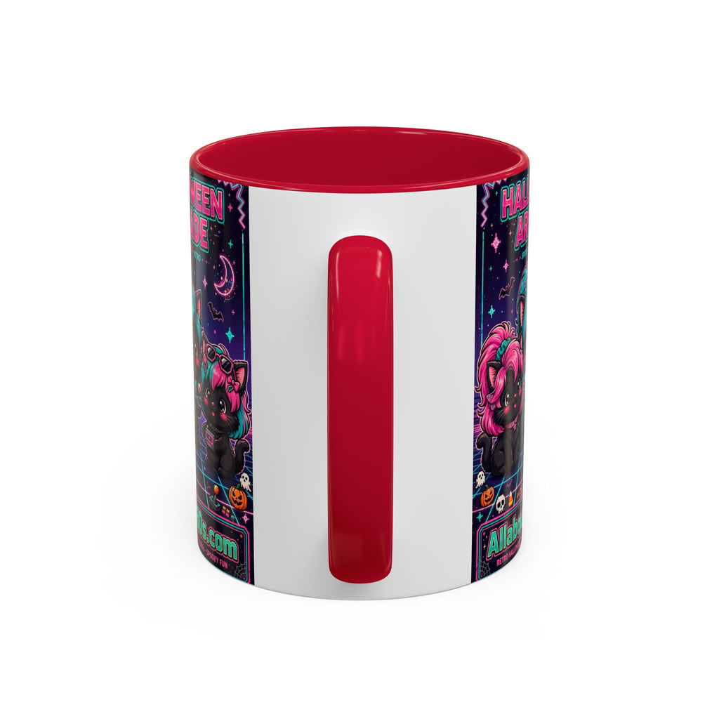 Halloween Arcade Mug — Cute Retro 80s Cat Gamers (11oz/15oz)