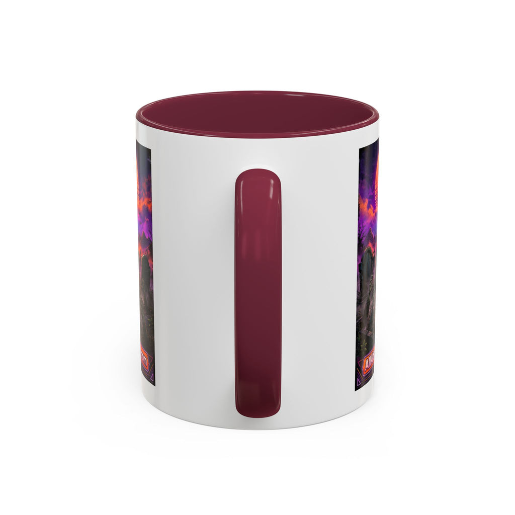 80s Retro Graveyard Sunset Mug — Vaporwave Neon Coffins Coffee Cup (11oz/15oz)