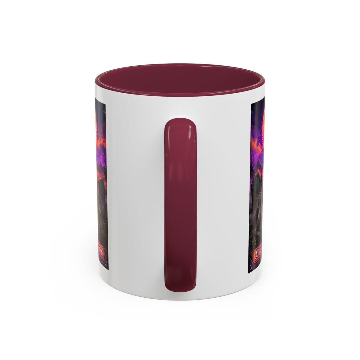 80s Retro Graveyard Sunset Mug — Vaporwave Neon Coffins Coffee Cup (11oz/15oz)