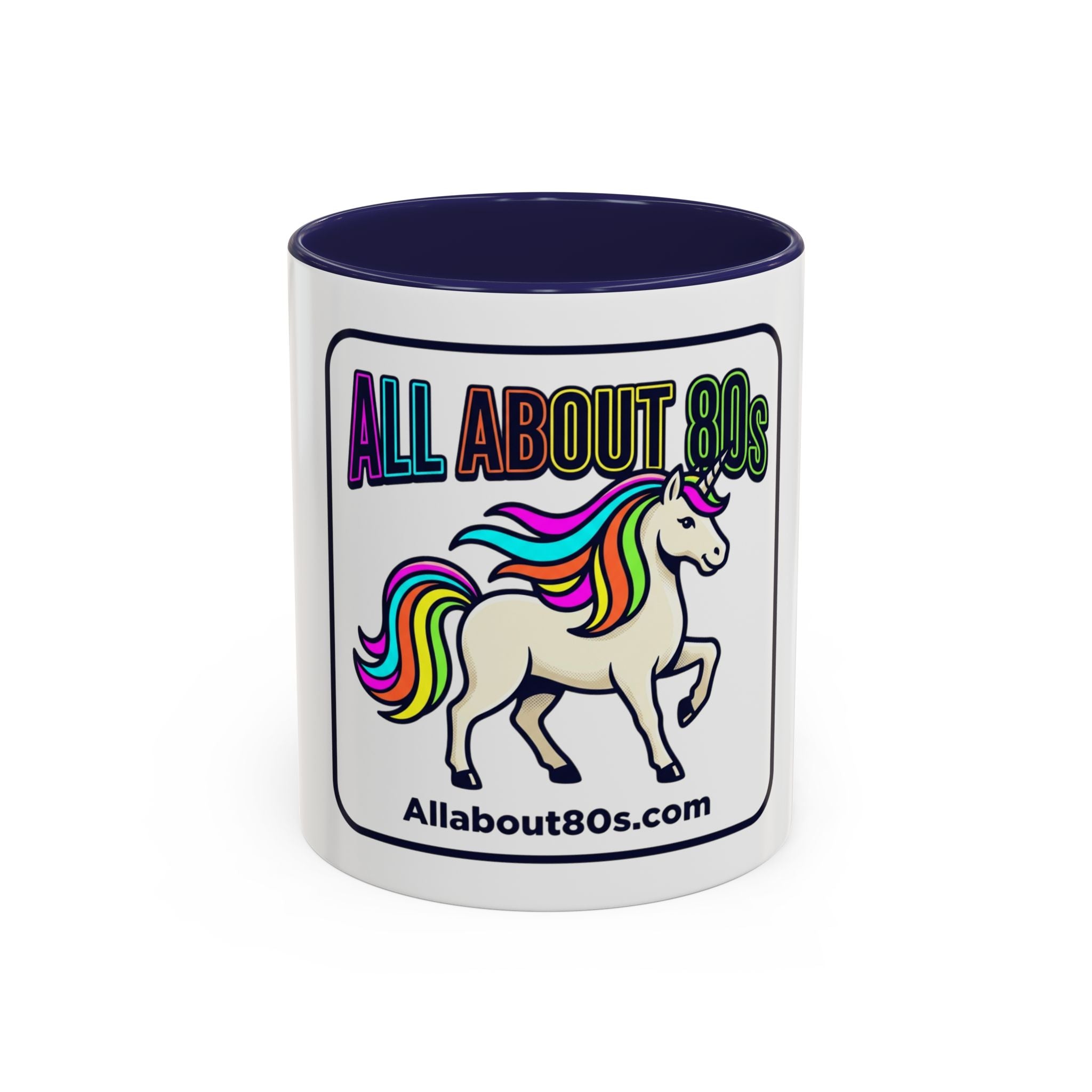 80s Unicorn Coffee Mug — Allabout80s Retro Rainbow Accent Mug (11/15oz)