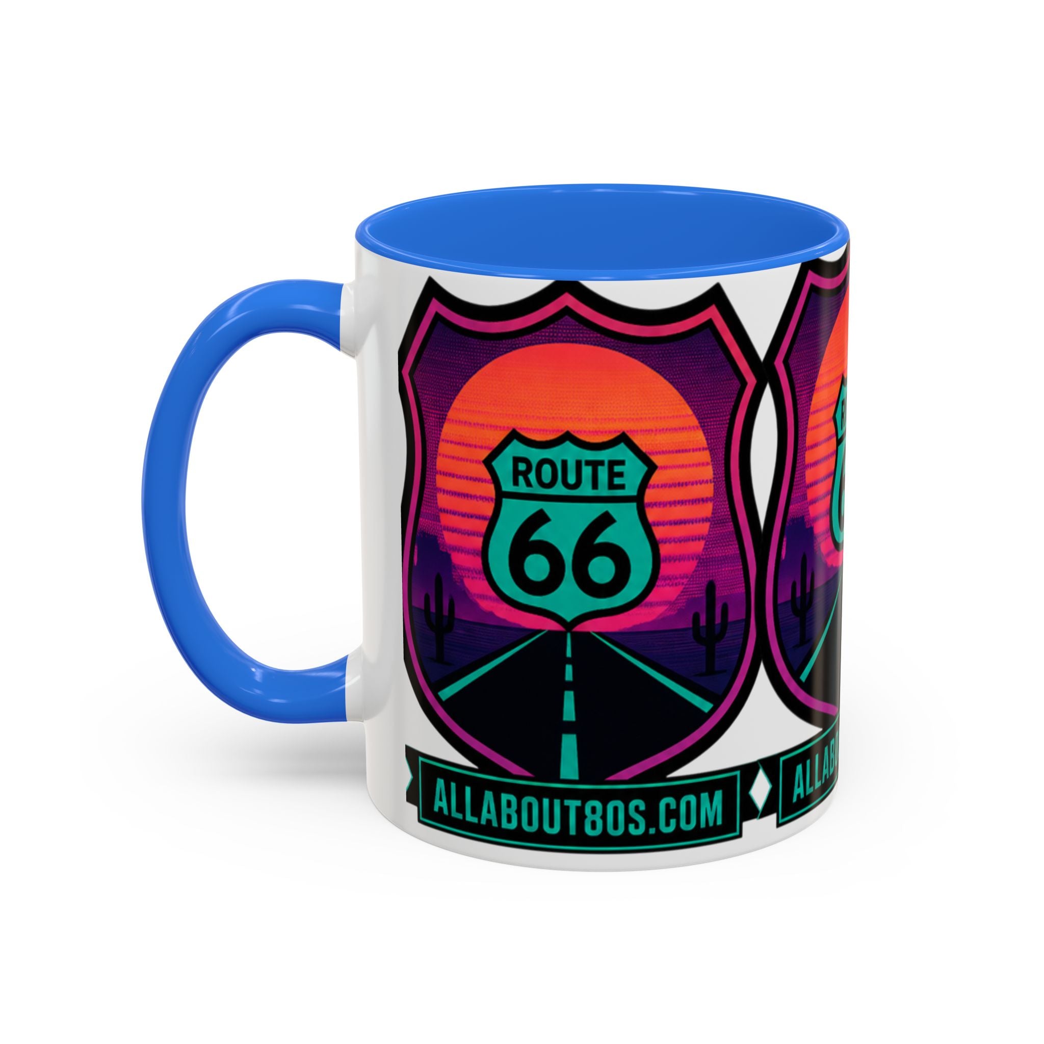 Route 66 Sunset Mug — Retro Neon Travel Coffee Cup (11oz & 15oz)
