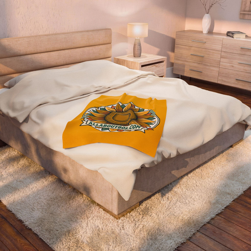 Sunflower Logo Plush Blanket — AllAbout80s.com Velveteen Throw