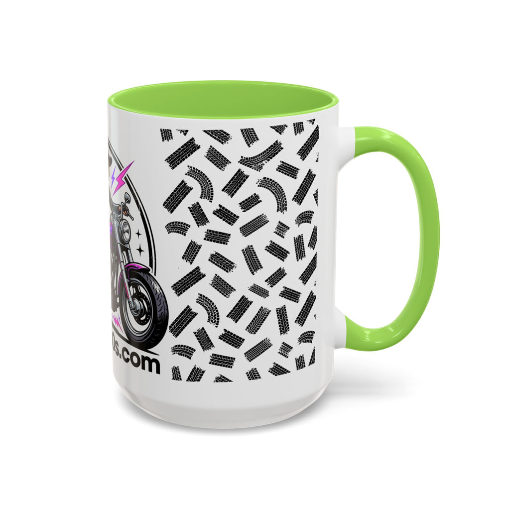 Witch Biker Motorcycle Mug — Retro 80s Neon Witch on Bike Coffee Cup (11oz/15oz)