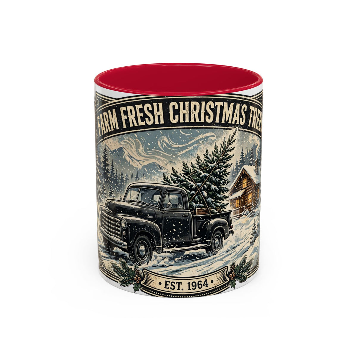 Farm Fresh Christmas Trees Vintage Truck Holiday Mug