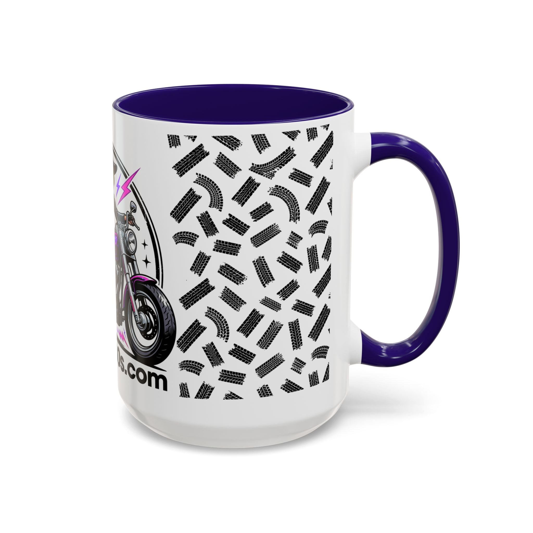 Witch Biker Motorcycle Mug — Retro 80s Neon Witch on Bike Coffee Cup (11oz/15oz)