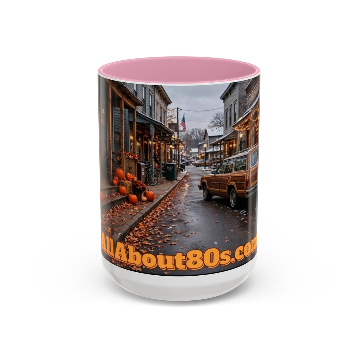 Vintage Small Town Winter Scene Coffee Mug (11oz/15oz)